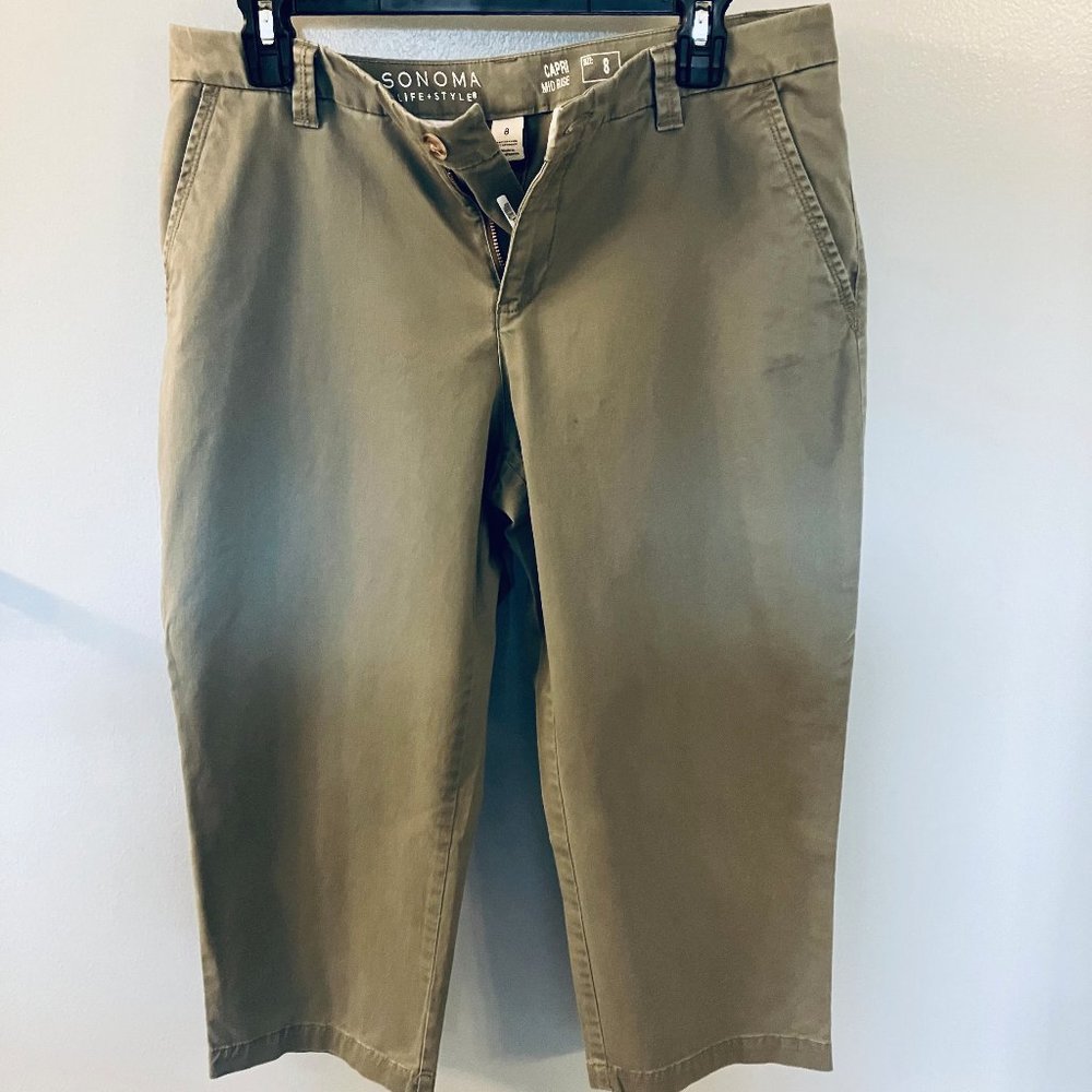 Sonoma Life & Style Capris Mid Rise Green Size 8